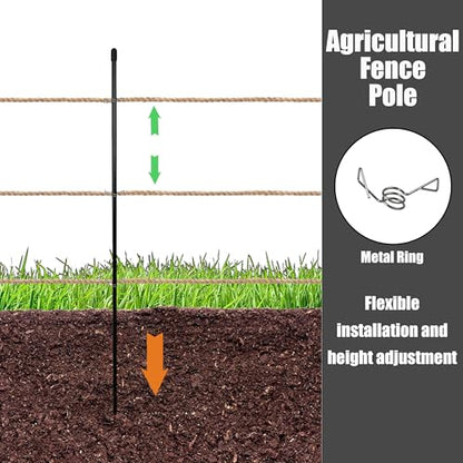 Sunnyglade 45.3" 25PCS Fiberglass Electric Fence Posts with 100 Metal Loops