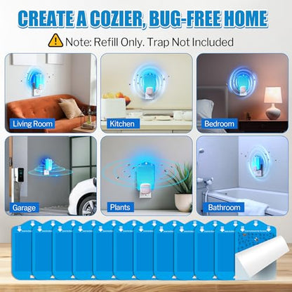 Qualirey 25 Pack Fly Trap Refill Cartridges Compatible with Raid/STEM/Wondercide Flying Insect Traps, Light Trap Refills Strong Glue Card for Fly Insect Bug Mosquito Gnat Traps Indoor