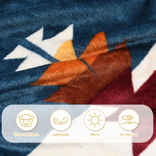 Catalonia Wearable Blanket with Sleeves & Foot Pocket for Adults - color: Southwest Blue, size: Fleece