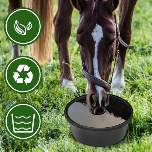 Gosknor 4pcs Rubber Feed Pan, 10.63x3.94in 4 Quart Horse Feed Bucket Chicken Dust Bath Tub Dog Bowl Multi-Use Livestock Feeder for Pig Goats Small Animals Feeding Container