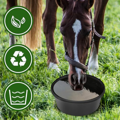 Gosknor 4pcs Rubber Feed Pan, 10.63x3.94in 4 Quart Horse Feed Bucket Chicken Dust Bath Tub Dog Bowl Multi-Use Livestock Feeder for Pig Goats Small Animals Feeding Container
