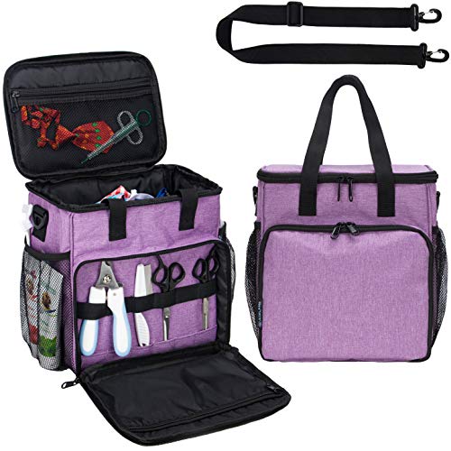 Pet Grooming Storage Bag, Organizer for Dog & Cat Supplies (Purple) - color: Purple