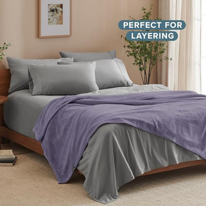 Bare Home Fleece Blanket Luxury Microplush (Full/Queen, Dusty Purple) - color: 17 - Dusty Purple, size: Full/Queen