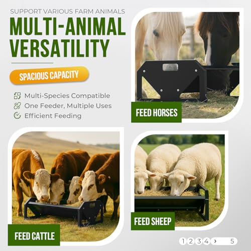 ECOTRIC 22 Gallon Livestock Feeder, 45" Length for 10Sheeps Once, Feeder - color: Black
