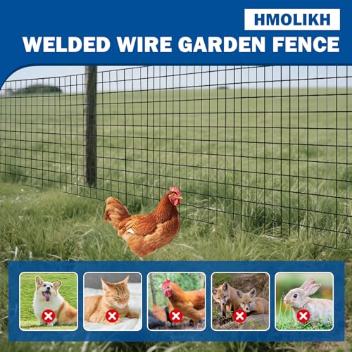 Black Metal Fence，Pet Fence Netting，Black PVC Coated Welded Wire (2×3 Inch Mesh, 48"×50' 16Gauge) - Weatherproof Garden Fence & Animal Enclosure Solution - size: 2x3inch 48inx50ft