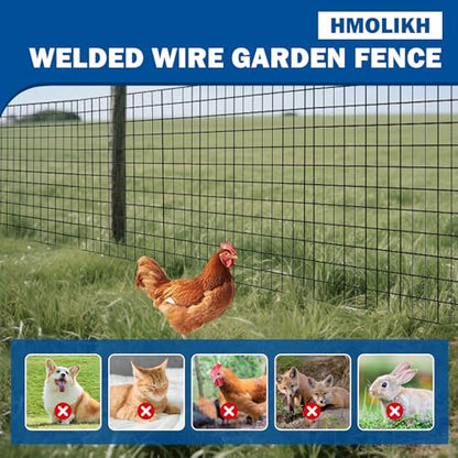 Black Metal Fence，Pet Fence Netting，Black PVC Coated Welded Wire (2×3 Inch Mesh, 48"×50' 16Gauge) - Weatherproof Garden Fence & Animal Enclosure Solution - size: 2x3inch 48inx50ft