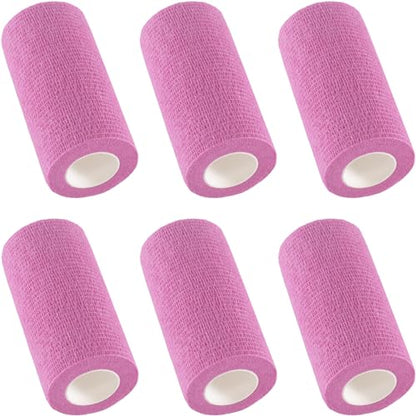 IndigoCase 6 Pack Self Adhesive Bandage Wrap 4 Inch x 5 yd Elastic Tape - color: Pink, size: 4 Inch - 6 Pack
