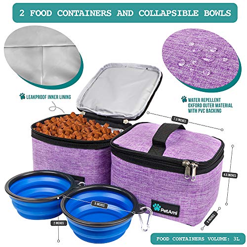 PetAmi Dog Travel Bag Organizer, Pet Supplies Diaper Tote, Purple Medium - color: Purple, size: Medium - 14.5"L x 8"W x 12.0"H