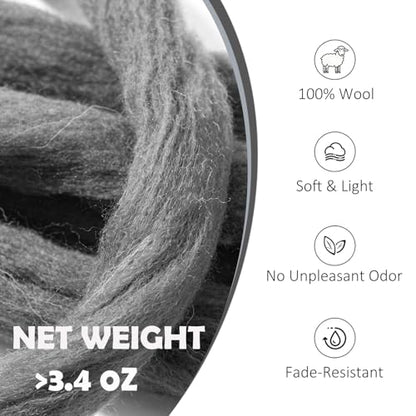 3.4oz Needle Felting Wool Dark Shadow for DIY Needle Craft Enthusiasts - color: Dark Shadow