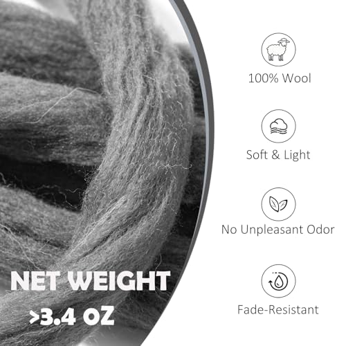 3.4oz Needle Felting Wool Dark Shadow for DIY Needle Craft Enthusiasts - color: Dark Shadow