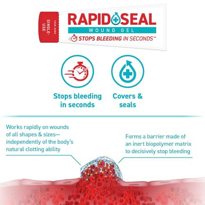 Rapid-Seal Hemostatic Bleed Control First Aid Wound Care Kit, 15 Pieces - size: 15-Piece Kit