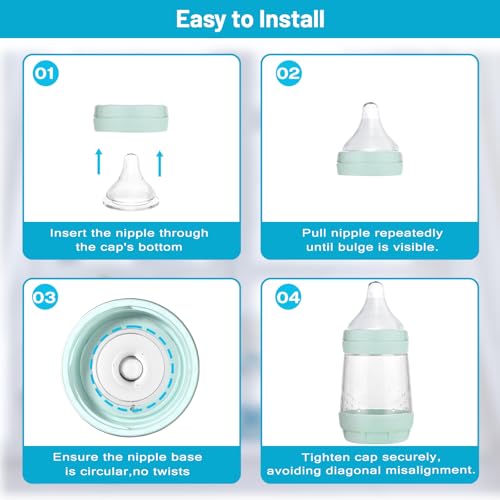 Silicone Bottle Nipples Compatible with MAM Bottles, Replacement Soft Nipple for Baby 1+ Months, Anti-Colic, BPA-Free, Slow Flow, Size S, 6-Pack - color: 1m+, Slow Flow, S