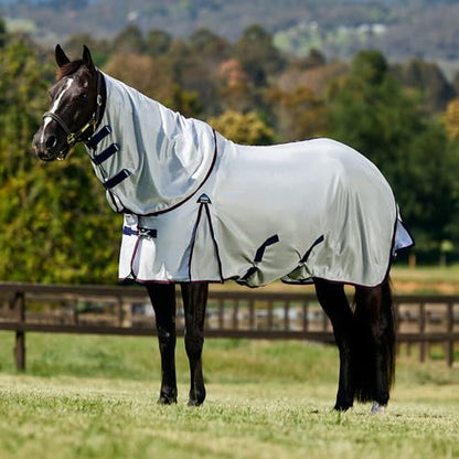 WeatherBeeta ComFiTec Airflow Fly Sheet Detach-A-Neck, Grey/Navy/Burgundy, 54" - size: 54"