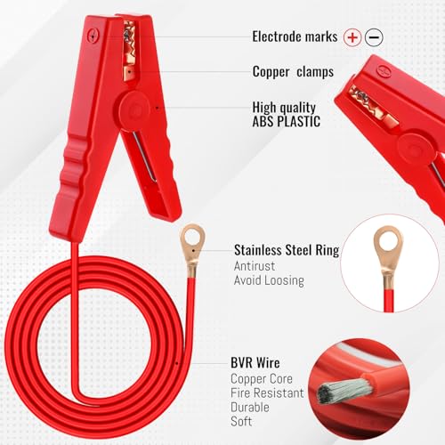 6.6 FT Electric Fence Wire Connect Solar Electric Fence Charger and Fencing System, Electric Fence Copper Wire with Alligator Clip for Electric Fence Energizer, Electric Fence Charger, Farm - size: 6.6FT