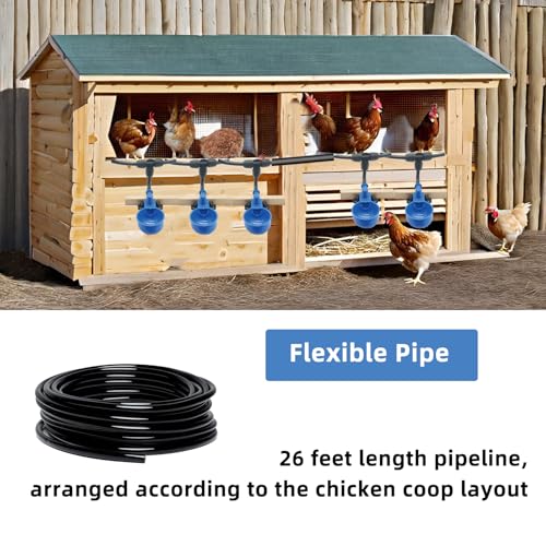 Automatic Chicken Waterer, 6 Cups Float Controlled No-Spill Dispenser