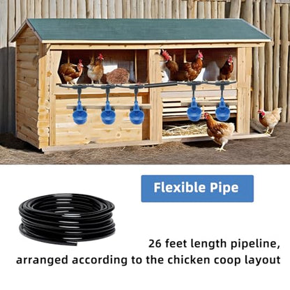 Automatic Chicken Waterer, 6 Cups Float Controlled No-Spill Dispenser