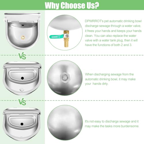 Automatic Livestock Water Bowl with Float Valves, Animal Waterer Bowl Kit