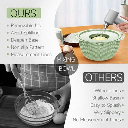 4-1 Strainer with Bowl & Spoons Set - Strainers and Colanders - Colanders for kitchen(Patented) - Pasta Strainer with Upgraded Graters & Spoons for Fruit Veggie Kitchen Essentials, Green - color: Green