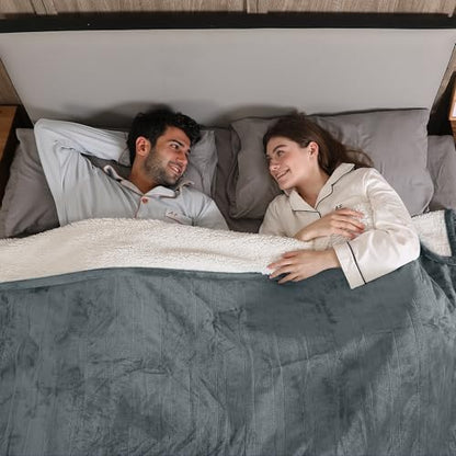 Electric Blanket Queen Size, Soft Cozy Flannel Sherpa Queen Heated Blanket Dual Control with 5 Heating Levels & 10 Hours Auto Off, Fast Heating, Machine Washable Heating Blanket, 84" x 90", Gray - color: Gray, size: Queen-84"x90"