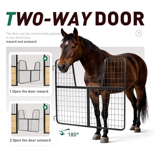 52" W x 50.5" H Horse Stall Gate for Livestock Enclosures Steel | Powder Coated Black