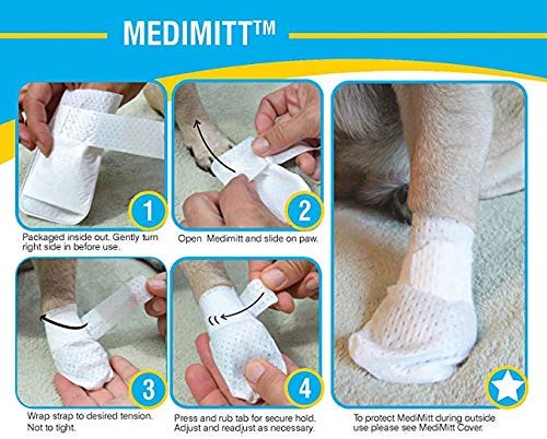 Medimitt Paw Bandages for Dogs, Cats and Pets – Stretchy Medical Booties, First Aid for Paws – Non Slip, Non Adhesive, Breathable, Disposable, Washable, Adjustable Strap,12 Pack (X-Large) - size: X-Large 12 Pack