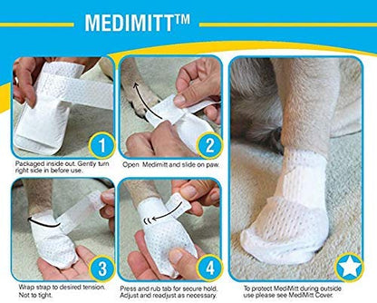 Medimitt Paw Bandages for Dogs, Cats and Pets – Stretchy Medical Booties, First Aid for Paws – Non Slip, Non Adhesive, Breathable, Disposable, Washable, Adjustable Strap, Value Pack (Medium 20-Pack) - size: Medium 20-pack
