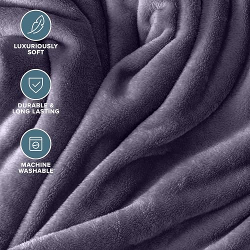 Bare Home Fleece Blanket Luxury Microplush (Full/Queen, Dusty Purple) - color: 17 - Dusty Purple, size: Full/Queen