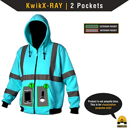 KwikSafety - Charlotte, NC - Men's Fleece Safety Hoodie | PPE Hi Vis Lightweight Reflective Jacket - color: Orange, size: Large