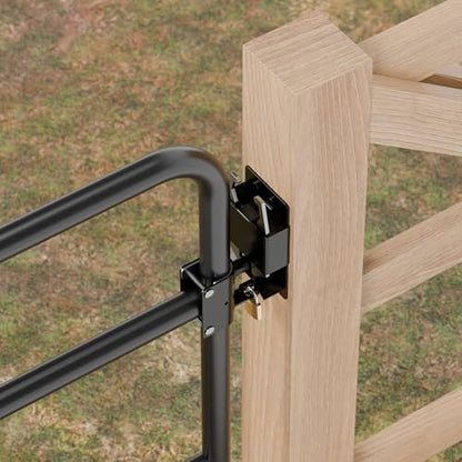 Heavy Duty Two-Way Farm Gate Latch with Padlock Hole, Black Steel | Two-Way Opening Design; Solid Steel, Weather Resistant; Padlock Compatible; for Farm, Ranch, Pasture, Corral, Stable Gates