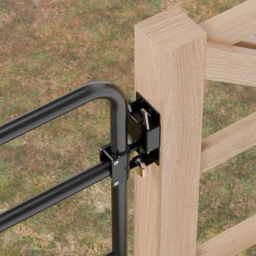 Heavy Duty Two-Way Farm Gate Latch with Padlock Hole, 2 Pack | Two-Way Opening Design; Solid Steel, Weather Resistant; Padlock Compatible; for Farm, Ranch, Pasture, Corral, Stable Gates