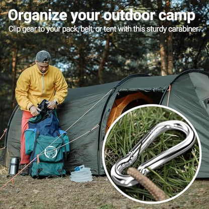 sprookber Stainless Steel Spring Snap Hook Carabiner - 304 Stainless Steel Caribeener Clips, Set of 6 - color: Silver, size: 5.3 Inch