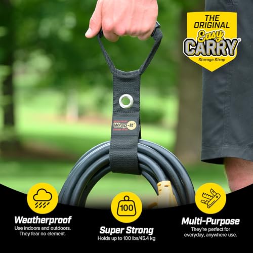 Easy-Carry Wrap-It Storage Straps - 17" (2-Pack) Black with Grommet - color: Black, size: 17" (2 Pack) with Grommet