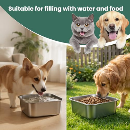 ZPUFAW 1.2 Gallons Dog Water Bowl Stainless Steel Large Outdoor Travel Bowl