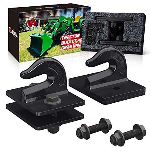 Tractor Bucket Grab Hook Grade 70 Forged Steel Bolt On Grab Hook 3/8" Tow Hook Mount with Backer Plate, Work Well for Tractor Bucket, RV, UTV, Truck, Max 15,000 lbs, 2 Pack, Black - color: Black