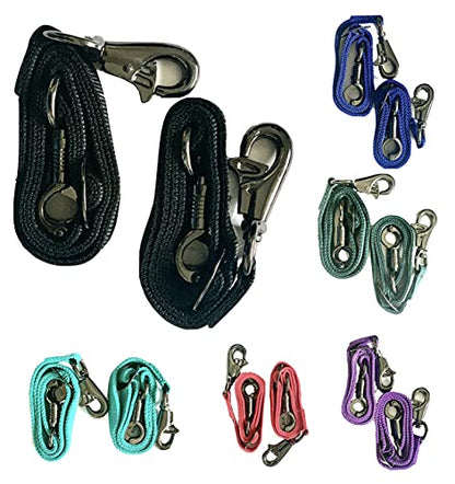 Majestic Ally Pack of 2, Double Thick Trailer Tie for Horse Haulage, with Adjustable Buckle, Panic Snap and Bull Snap – 1 Inch by 36 Inch (Black) - color: Black