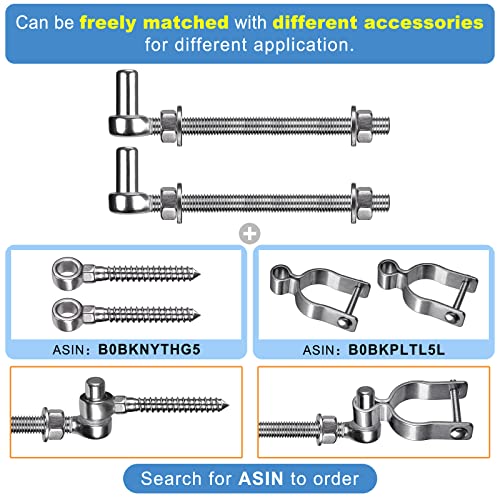 Insaga J Bolt Gate Hinge, 304 Stainless Steel Farm Gate Hinges, M12 x 8'' Gate Hinge Bolt 5/8'' for Chain Link Fence/Farm/Wooden Fence/Driveway, Supports up to 500lbs, 4pcs - color: M12-8''-4PCS