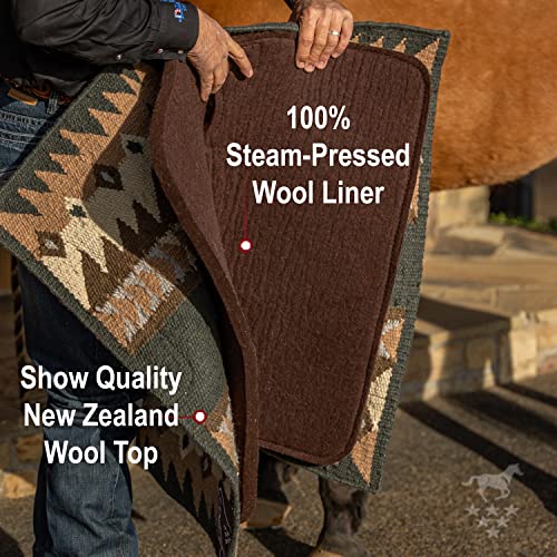 Professional's Choice Fuse Saddle Pad | Navajo Top with Steam-Pressed Bottom - color: Sand/Pacific Blue, style: 1" Felt Thickness