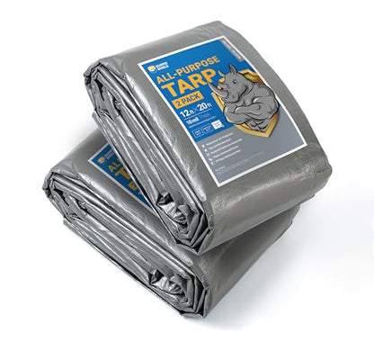 GUARD SHIELD Tarps Heavy Duty Waterproof 12x20 Feet Silver/Black Poly Tarp Cover Outdoor Thick UV Resistant Tarpaulin with Grommets 10mil (2-Pack) - color: Silver/Black, size: 12x20 (2-Pack)
