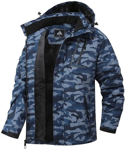 Men's Mountain Winter Coat - color: Dark Blue Camo, size: XX-Large
