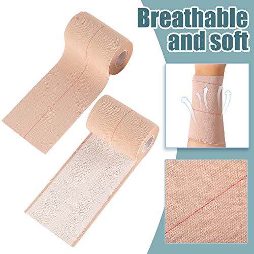 Nuanchu 2 Rolls Adhesive Elastic Tape Bandage Wrap,4 Inch Wide, Apricot - color: Beige, size: 4 Inch Wide