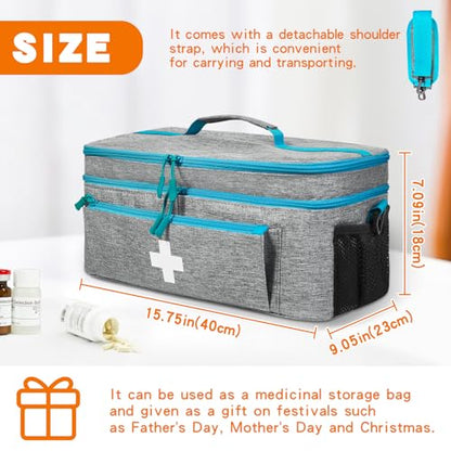 Boczif First Aid Bag Empty, Emergency Kit Bag(Grey with shoulder strap) - color: Grey with shoulder strap