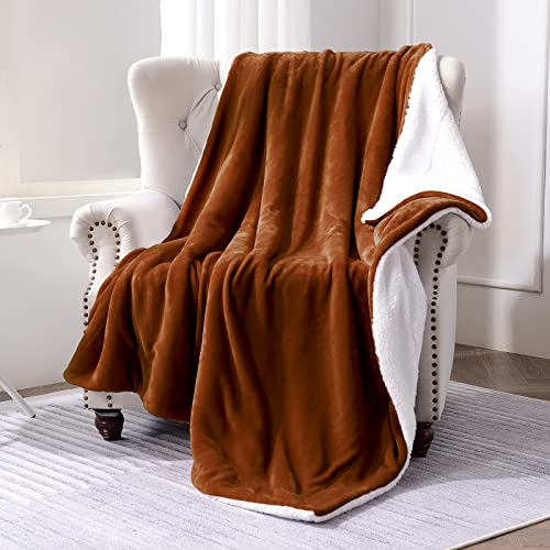 SOCHOW Sherpa Fleece Fall Throw Blanket, Caramel, 50x60 inches | Double-Sided Super Soft Luxurious Plush Blanket Throw Size - color: Caramel, size: 50"×60"