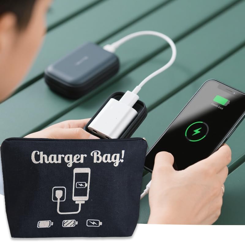 ShiQiao Spl Chargers Organiser Bag Black Charging Cables Travel Toiletry Pouch Electronic Charger Organiser Makeup Bag with Zipper Birthday Gifts for Mum Dad Charger Makeup Cosmetic Bags pouches - style: Charger Bag