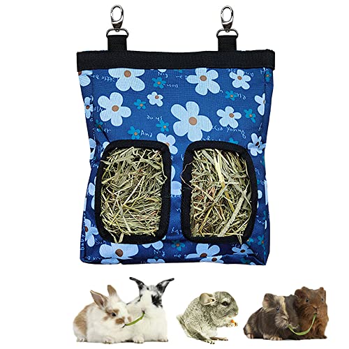 RIOUSSI Guinea Pig Hay Feeder, Hanging Rabbit Hay Feeder Bag. BlueFlower - color: Blueflower