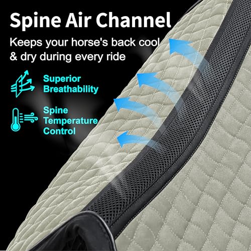 EQUINEWAVE Aria Soft Suede Jump Saddle Pad – Breathable Moisture-Wicking Lining, Shock-Absorbing Cushion, Contoured Spine, English All Purpose Saddle Pad - color: Champagne