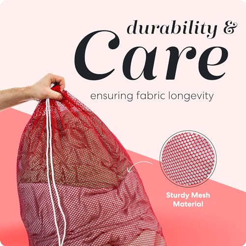 Handy Laundry Mesh XL Laundry Bag 24"x36", Heavy Duty Drawstring, Red - color: Red