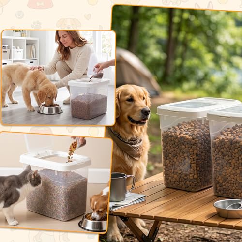 2 Pack 20 Lbs Airtight Dog Food Storage Container with Scoops - size: 20 Lbs