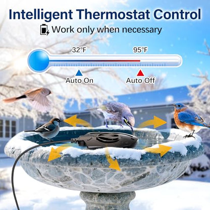 100W Bird Bath Heater, Birdbath Heaters for Outdoor Bird Bath Water Heater in Winter Submersible Thermostat Control, Heated Bird Bath Deicer for Outside Bird Chicken Poultry Livestock (Black) - color: Black