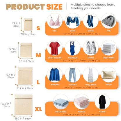 ABRRLO 4Pcs Cotton Mesh Laundry Bags for Delicates,Breathable Mesh Garment Bag for Washing Machine, Travel Wash Bags with Zipper for Bras, Underwear, Socks, Clothes, Laundry Dorm Room Essentials(S-XL) - size: SMLXL