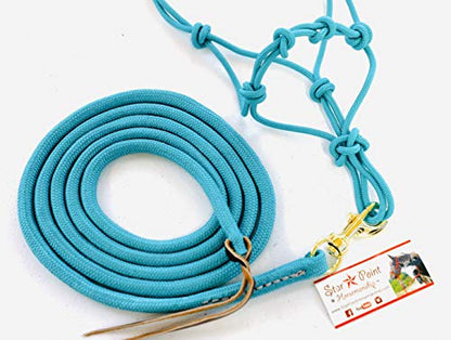 Mini-Pony 4 Knotted Rope Halter & 8' Lead Set (Teal, Small 28-32" Mini) - color: Teal, size: Small 28-32" Mini